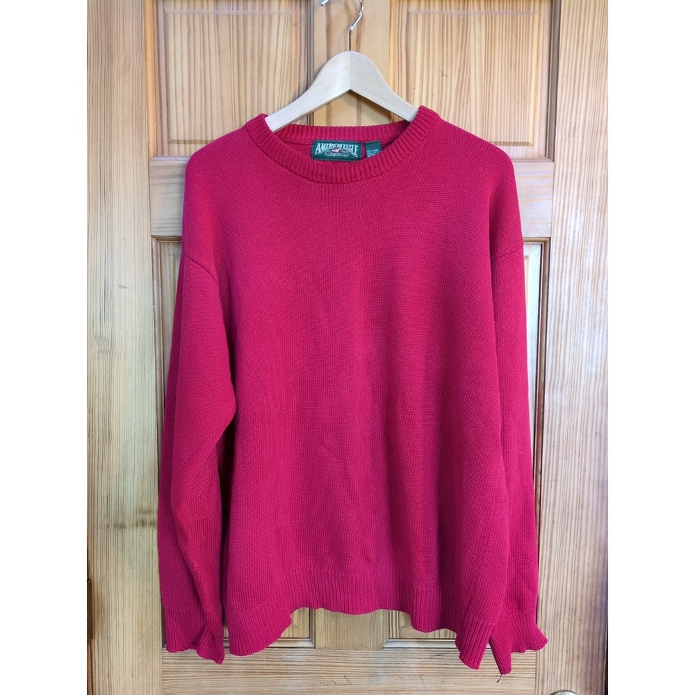 Vintage Distressed American Eagle Sweater Men Large Ramie Cotton  90s Hong Kong